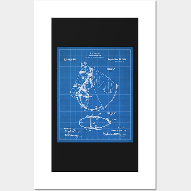 Horse Bridle Patent - Horse Lover Horse Stables Art - Blueprint Wall Art by patentpress